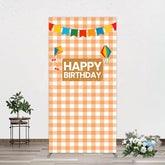 Lofaris Chessboard Pattern Kite Happy Birthday Rectangle Backdrop